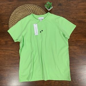 NWT Topshop Paw Embroidered Green Tshirt size 6